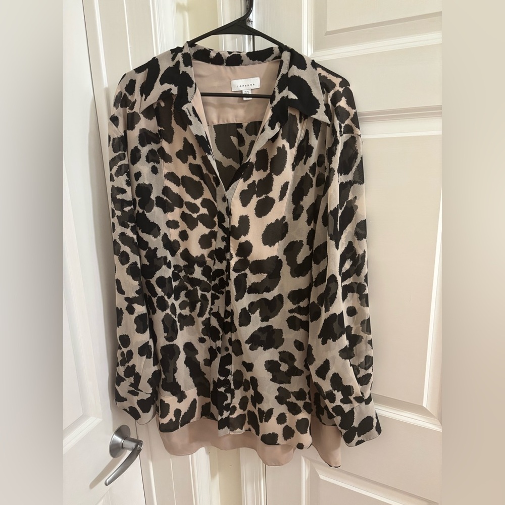 Topshop Leopard Sheer blouse